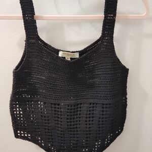 Rebellion Black Crochet Crop Top